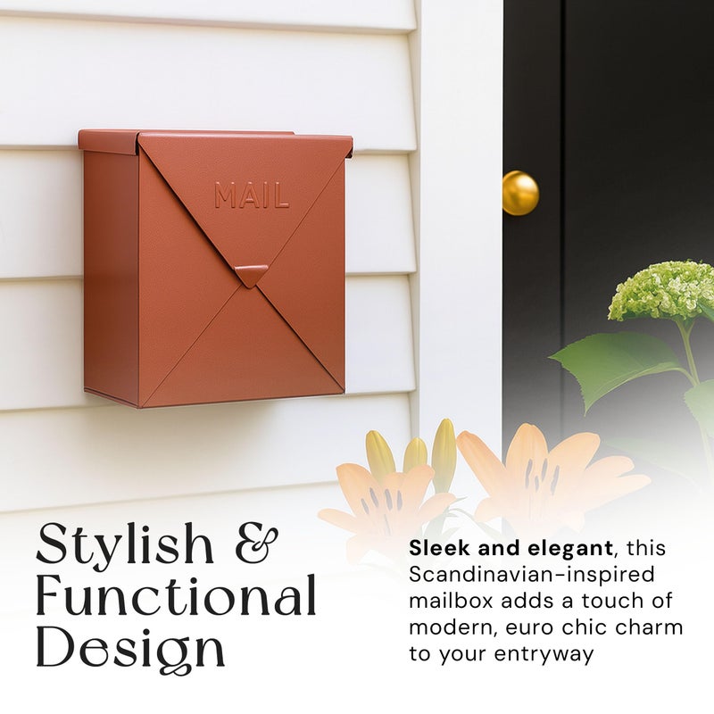NACH Mailboxes for Outside Wall Mount, 10 x 10 x 4 inch Rustic Brown Mail Boxes for House Outside, Waterproof Mailboxes for Outside - Chicago Style Mail Box - Image 2